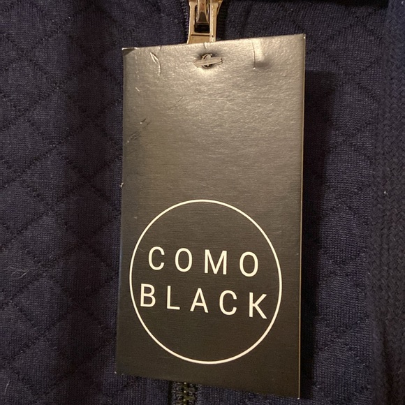 NWT COMO BLACK Medium Navy Quilted Zippered Hoodie - Picture 5 of 9